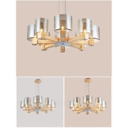 8 Lysetræ Moderne Moderne lysekrone i nordisk stil med glasskærm