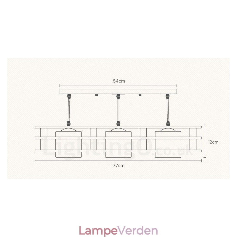 3 lys træ Moderne moderne nordisk stil pendel med glasskærm