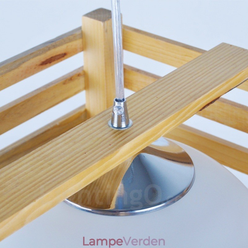 1 Lys træ Moderne Pendel i moderne nordisk stil med glasskærm