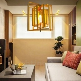 1 Lys træ Moderne Pendel i moderne nordisk stil med træskærm