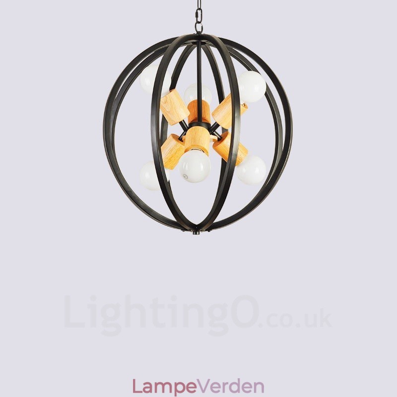 6 Light Iron Retro Vintage Pendel med jernskærm