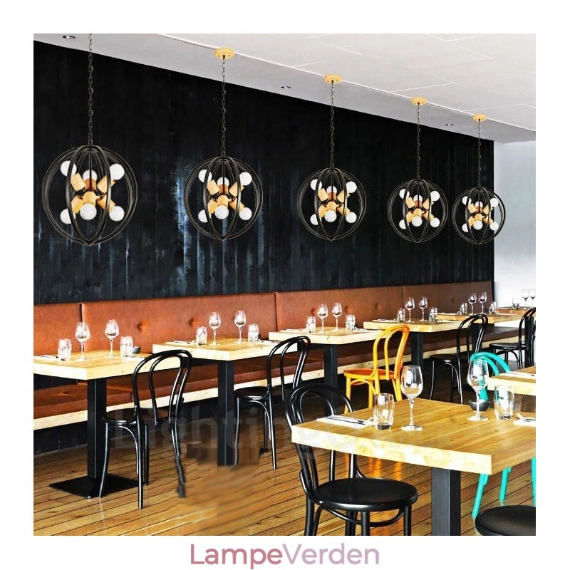 6 Light Iron Retro Vintage Pendel med jernskærm