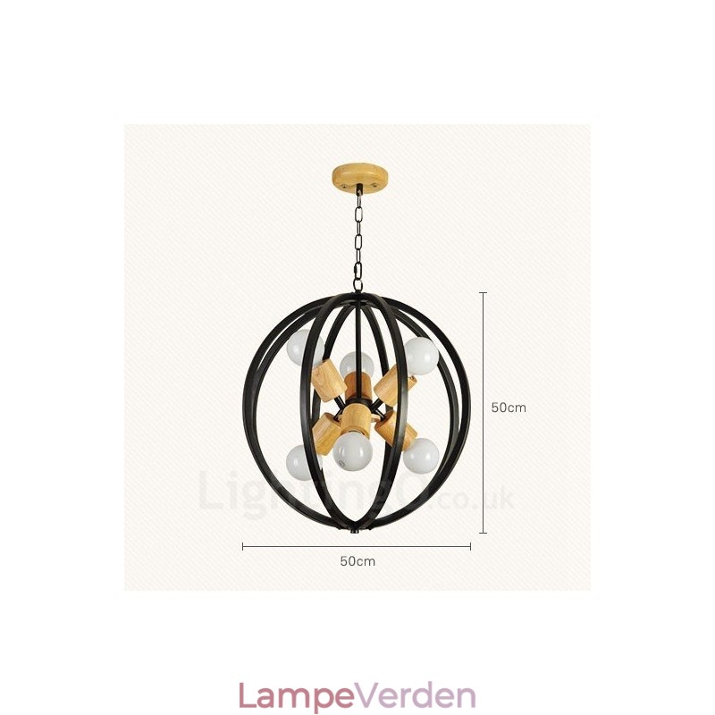 6 Light Iron Retro Vintage Pendel med jernskærm