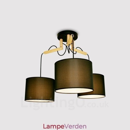 3 lys træ moderne moderne pendel med stofskærm 3 lys træ moderne moderne pendel med stofskærm