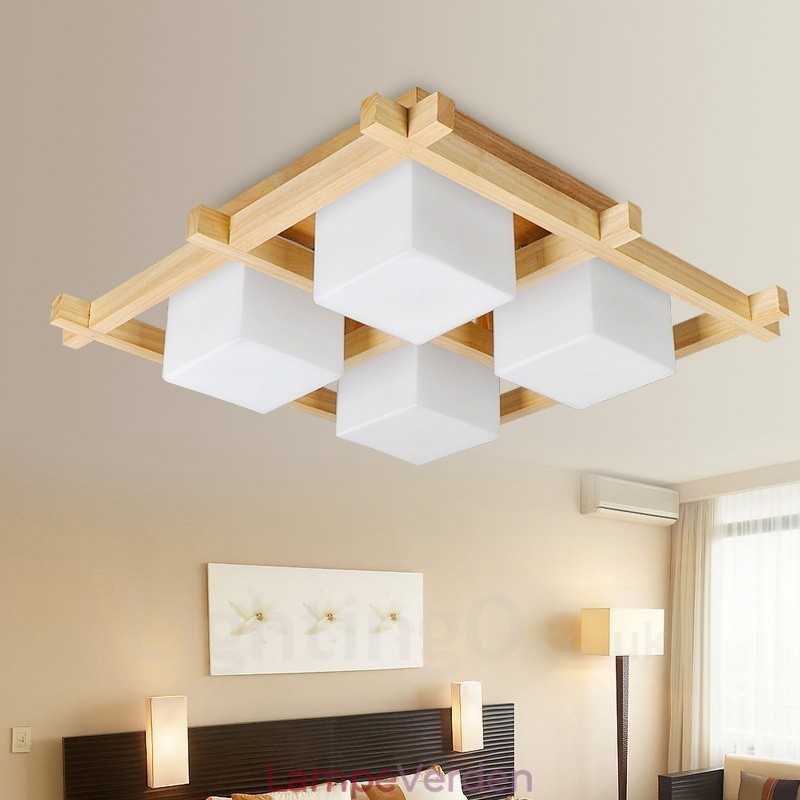 4 Lys Moderne Moderne, nordisk stil Flush Mount Loftslamper med glasskærm