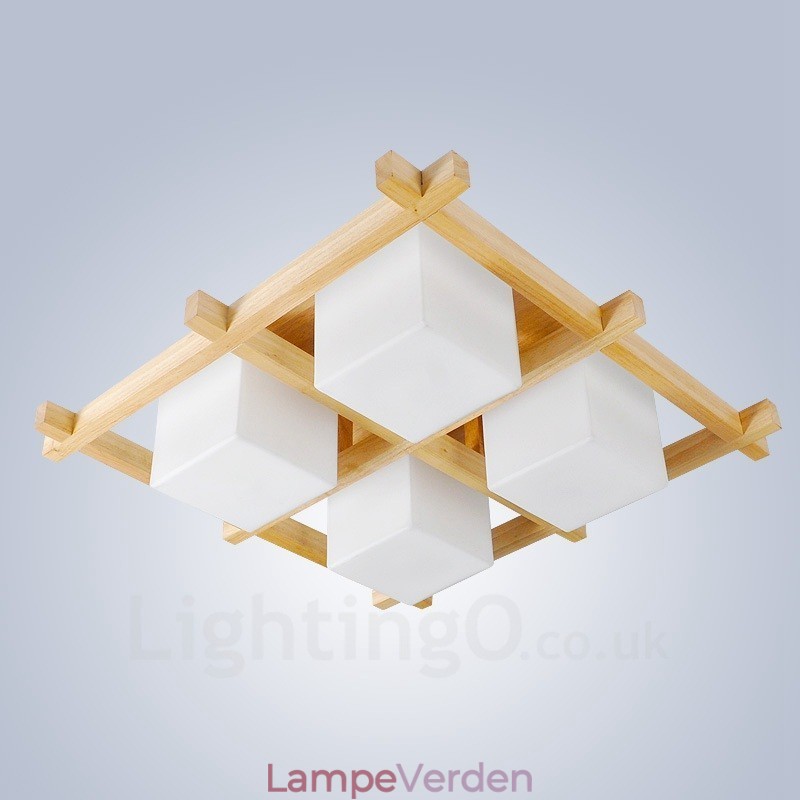 4 Lys Moderne Moderne, nordisk stil Flush Mount Loftslamper med glasskærm