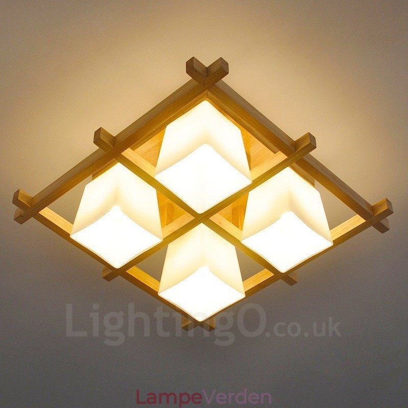 4 lyse moderne moderne loftslamper med glasskærm