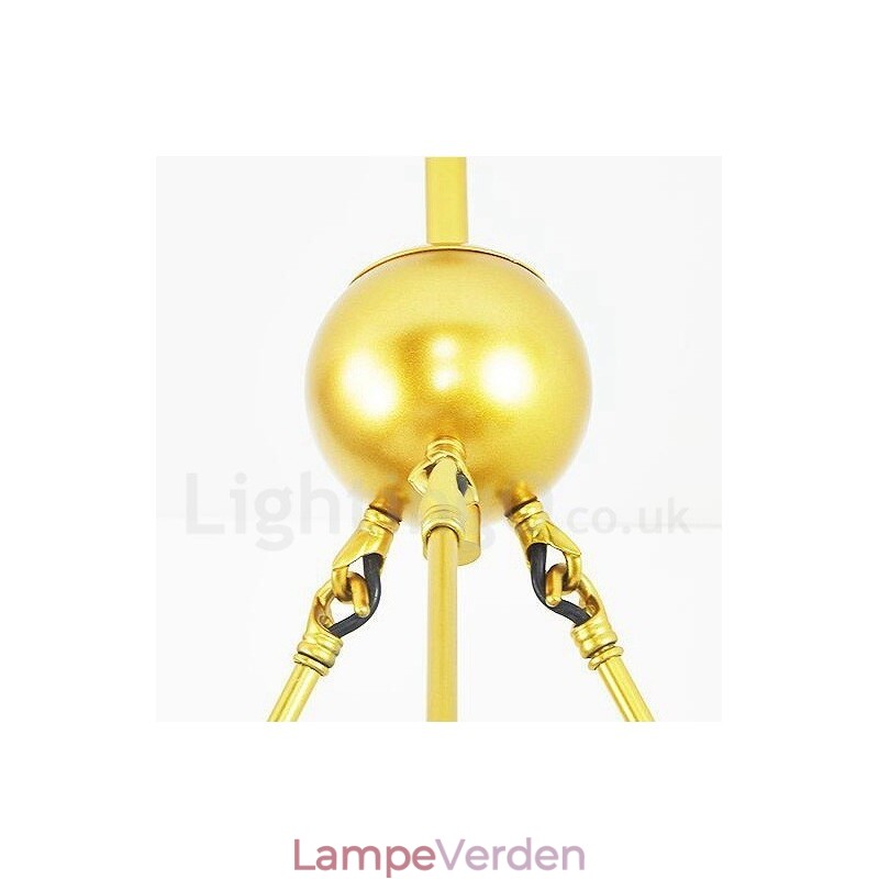 9 lyse moderne moderne nordiske loftslamper Kobberbelægning lysekrone med guld og hvid kugleglasskærm