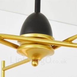 3 lyse moderne moderne loftslamper Kobberbelægning lysekrone med hvid og sort kugleglasskærm