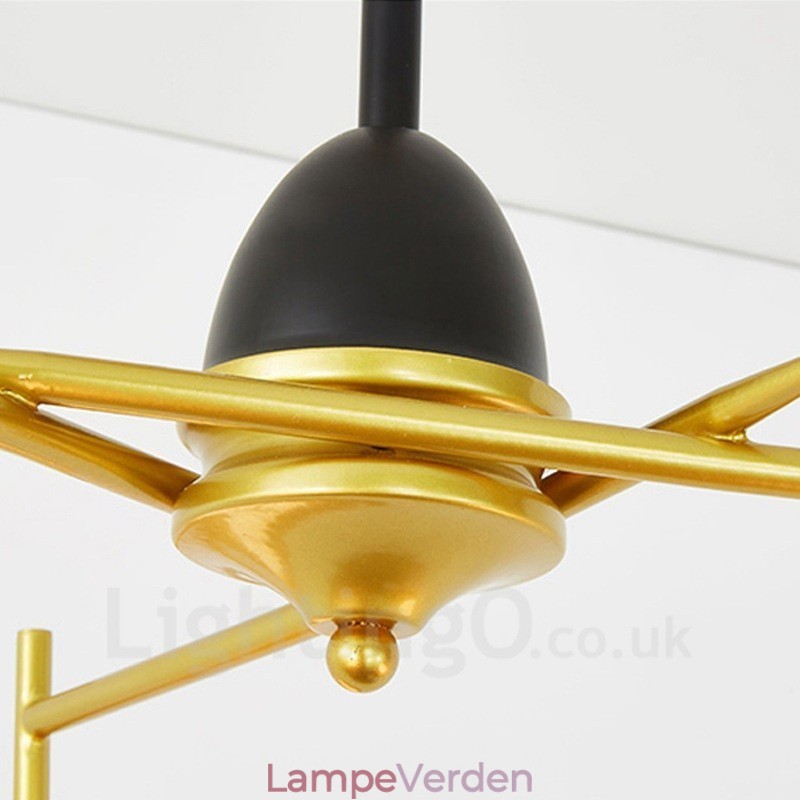 3 lyse moderne moderne loftslamper Kobberbelægning lysekrone med hvid og sort kugleglasskærm