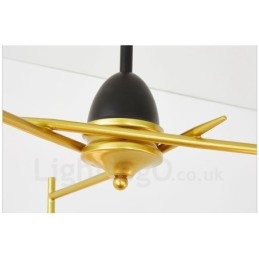 3 lyse moderne moderne loftslamper Kobberbelægning lysekrone med hvid og sort kugleglasskærm