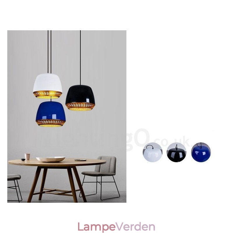 1 lys moderne moderne pendel med sort hvid rød blå skærm