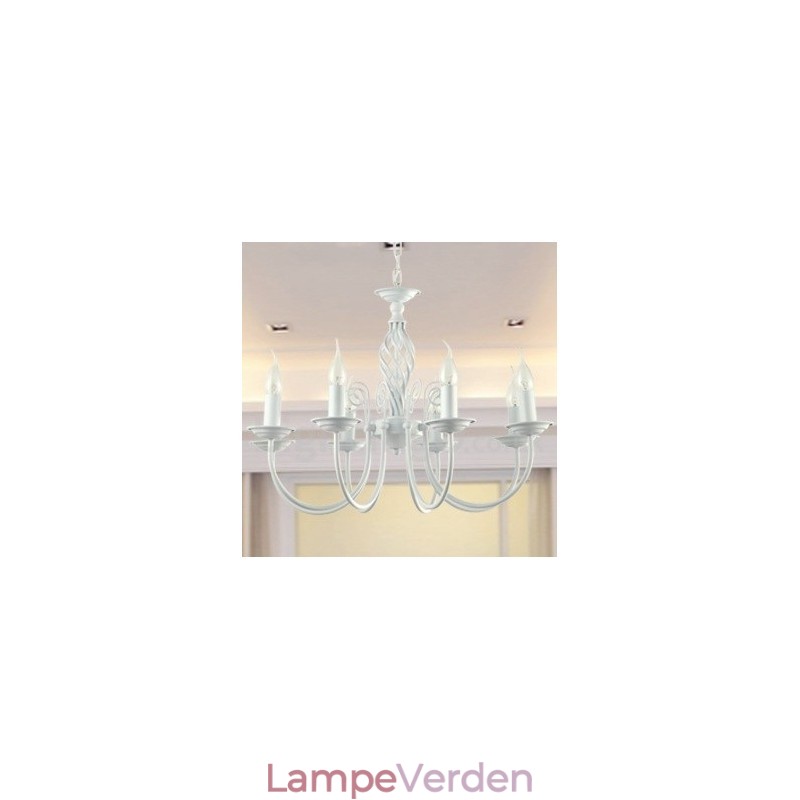 8 lys moderne retro hvid stearinlys lysekrone