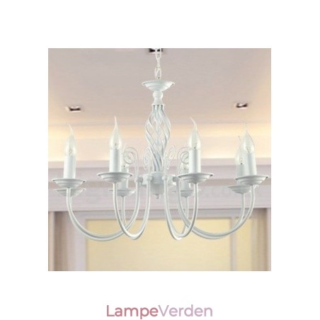 8 lys moderne retro hvid stearinlys lysekrone