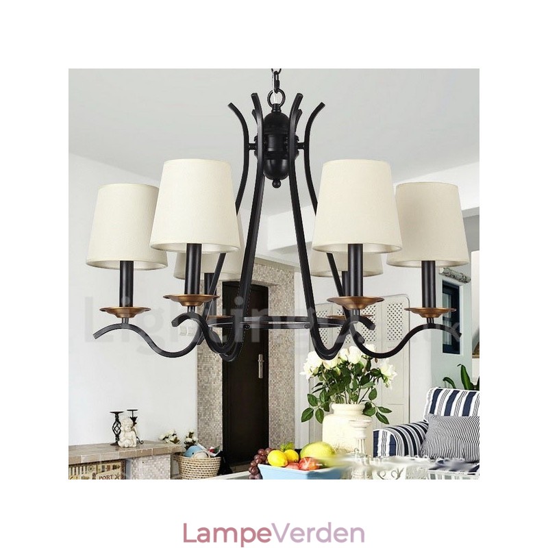 6 lys sort retro moderne lysekrone
