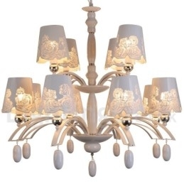 12 lys rustik retro sort 2-lags stor lysekrone Candle Style lysekrone