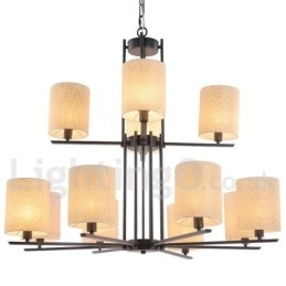 12 lys rustik retro sort 2-lags stor lysekrone Candle Style lysekrone