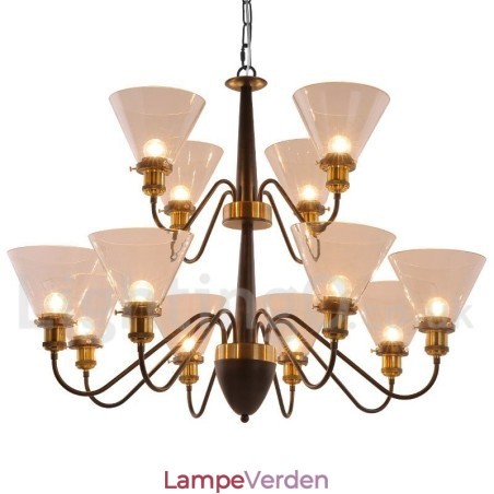 12 lys rustik retro sort 2-lags stor lysekrone Candle Style lysekrone