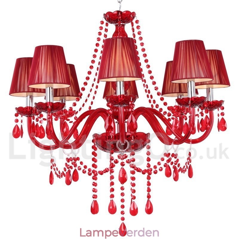 8 Lyserød K9 Crystal Candle Style lysekrone