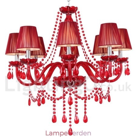 8 Lyserød K9 Crystal Candle Style lysekrone