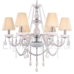 6 lyse hvide K9 Crystal Candle Style lysekrone