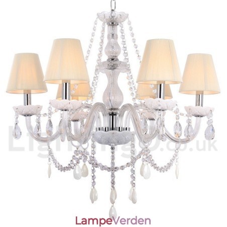 6 lyse hvide K9 Crystal Candle Style lysekrone 6 lyse hvide K9 Crystal Candle Style lysekrone