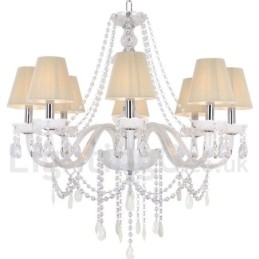 8 Lyse Hvid K9 Crystal Candle Style Lysekrone