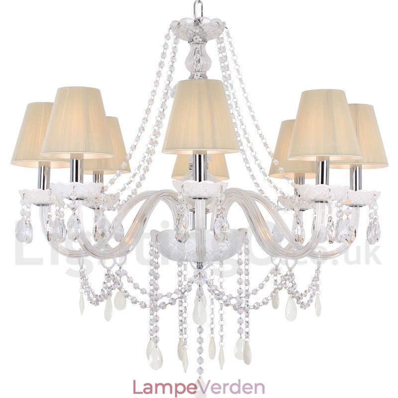 8 Lyse Hvid K9 Crystal Candle Style Lysekrone