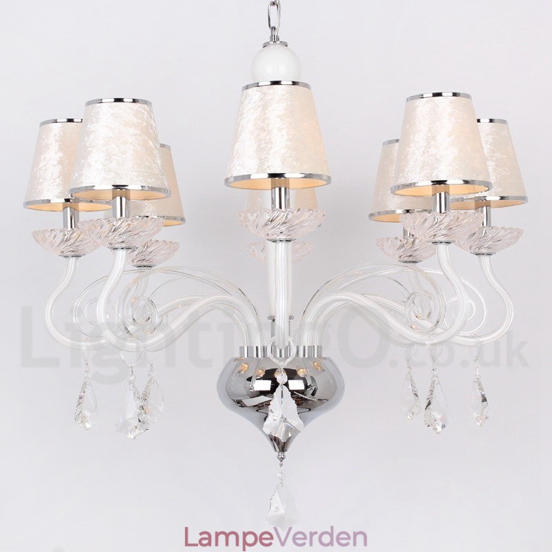 8 lys hvid moderne K9-krystal lysekrone