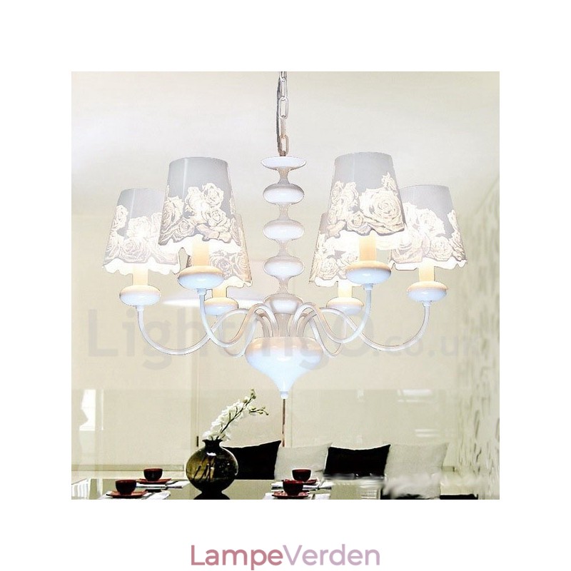 6 lys moderne moderne hul hvid stearinlys lysekrone