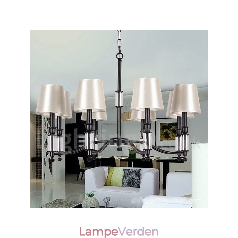 8 lys sort retro moderne lysekrone