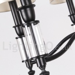 8 lys sort retro moderne lysekrone