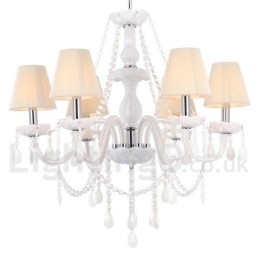6 lyse hvide K9 Crystal Candle Style lysekrone