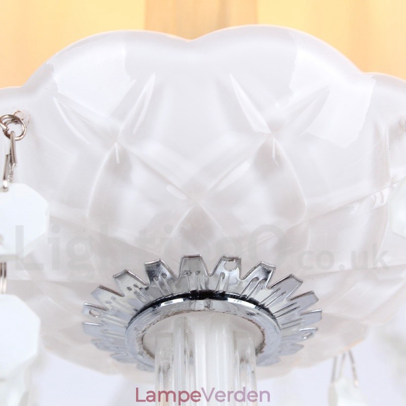6 lyse hvide K9 Crystal Candle Style lysekrone