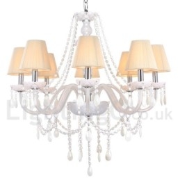 8 Lyse Hvid K9 Crystal Candle Style Lysekrone