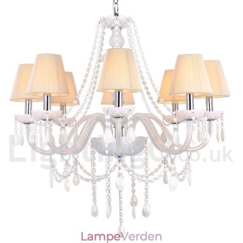 8 Lyse Hvid K9 Crystal Candle Style Lysekrone