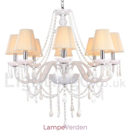 8 Lyse Hvid K9 Crystal Candle Style Lysekrone