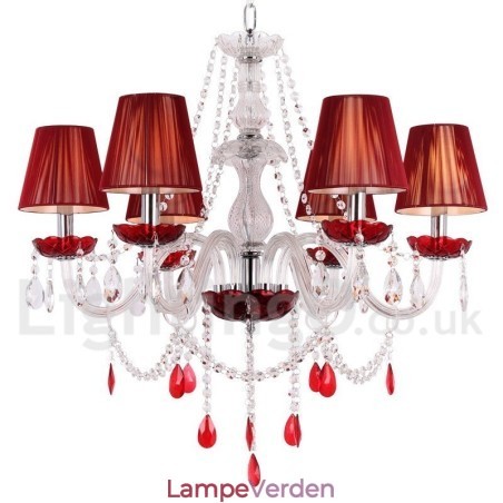 6 lys rød K9 krystal stearinlys stil lysekrone 6 lys rød K9 krystal stearinlys stil lysekrone