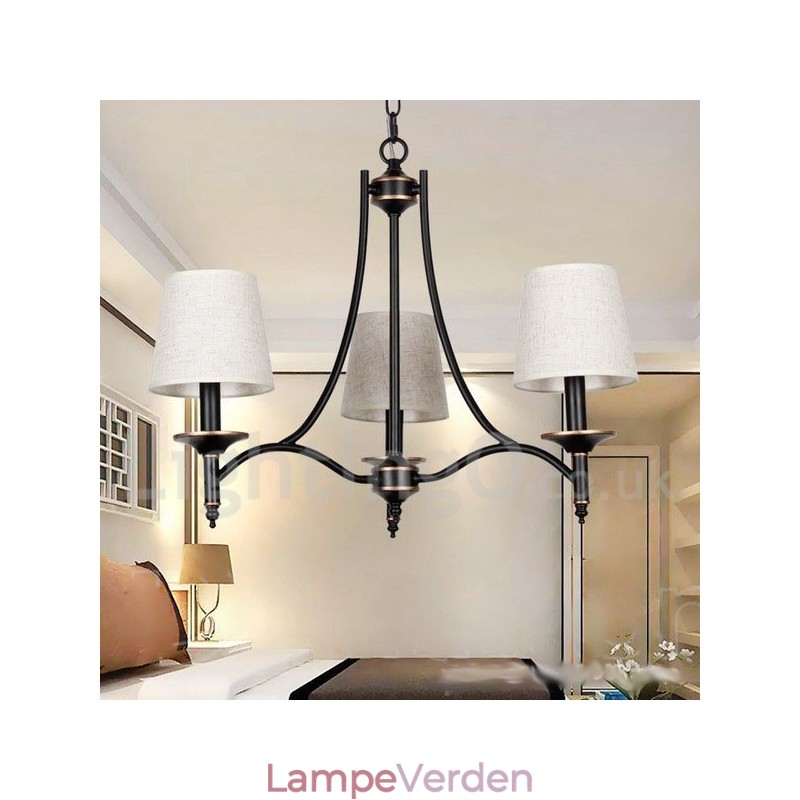 3 lys rustik retro sort moderne lysekrone