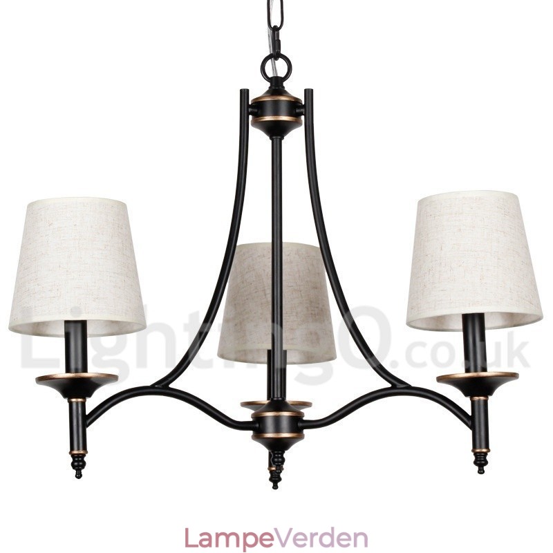 3 lys rustik retro sort moderne lysekrone