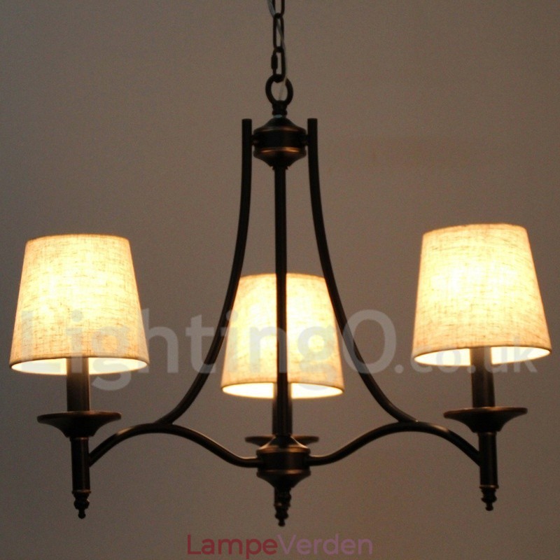 3 lys rustik retro sort moderne lysekrone