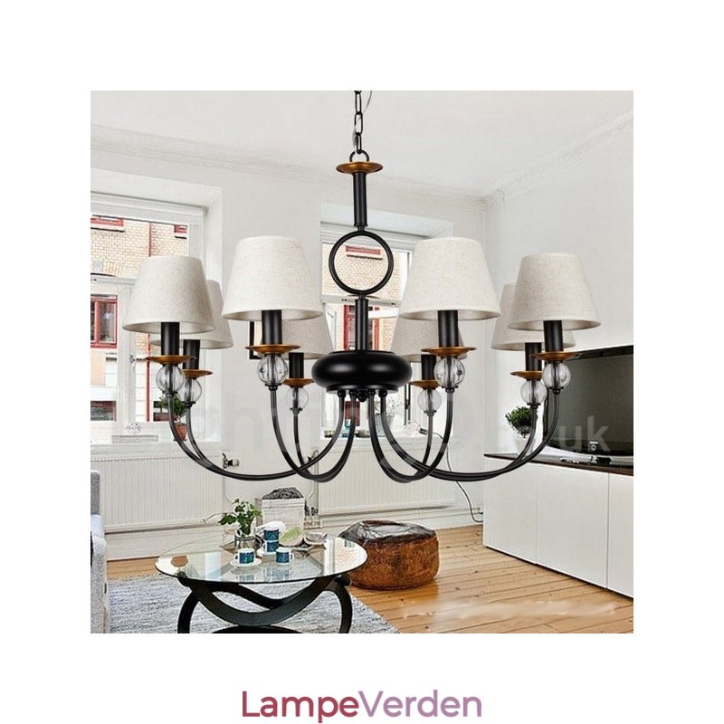 8 Lys Rustik Retro Sort Middelhavsstil Moderne Lysekrone