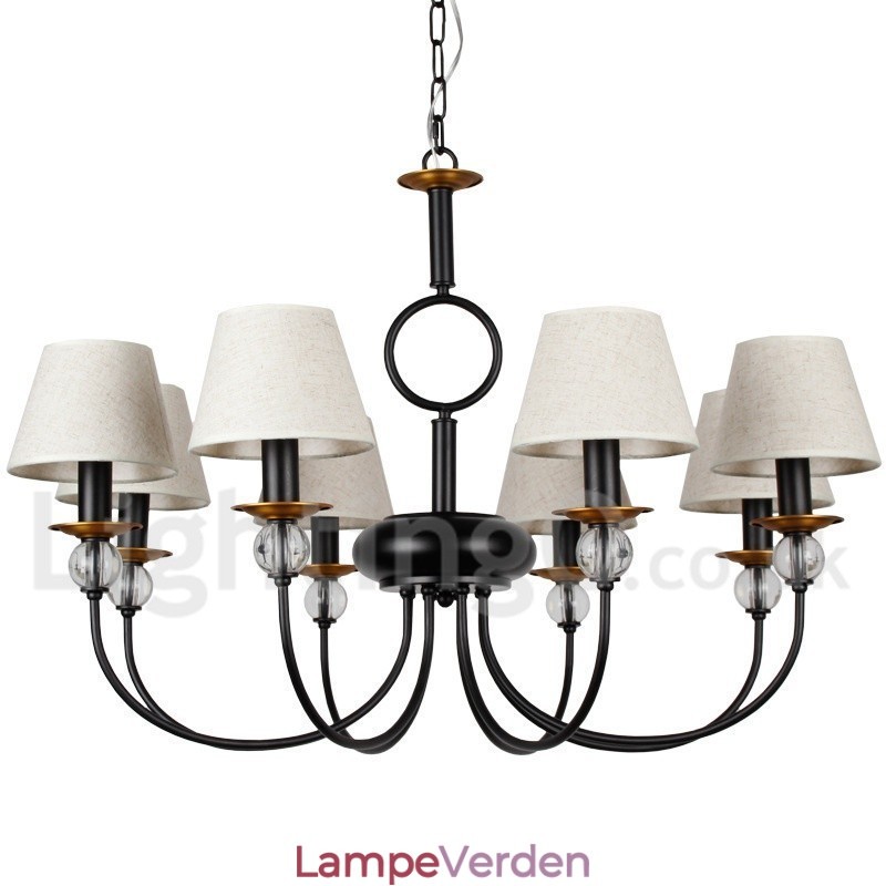 8 Lys Rustik Retro Sort Middelhavsstil Moderne Lysekrone
