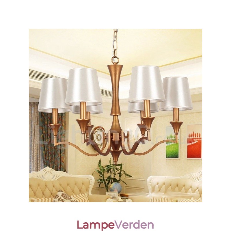 6 lys lysekrone i middelhavsstil