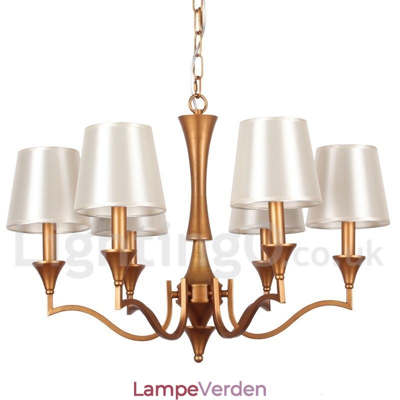 6 lys lysekrone i middelhavsstil