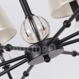 8 lys rustik retro sort moderne lysekrone