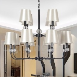 12 Light Retro 2 Tier Large Black Contemporary Candle Style lysekrone