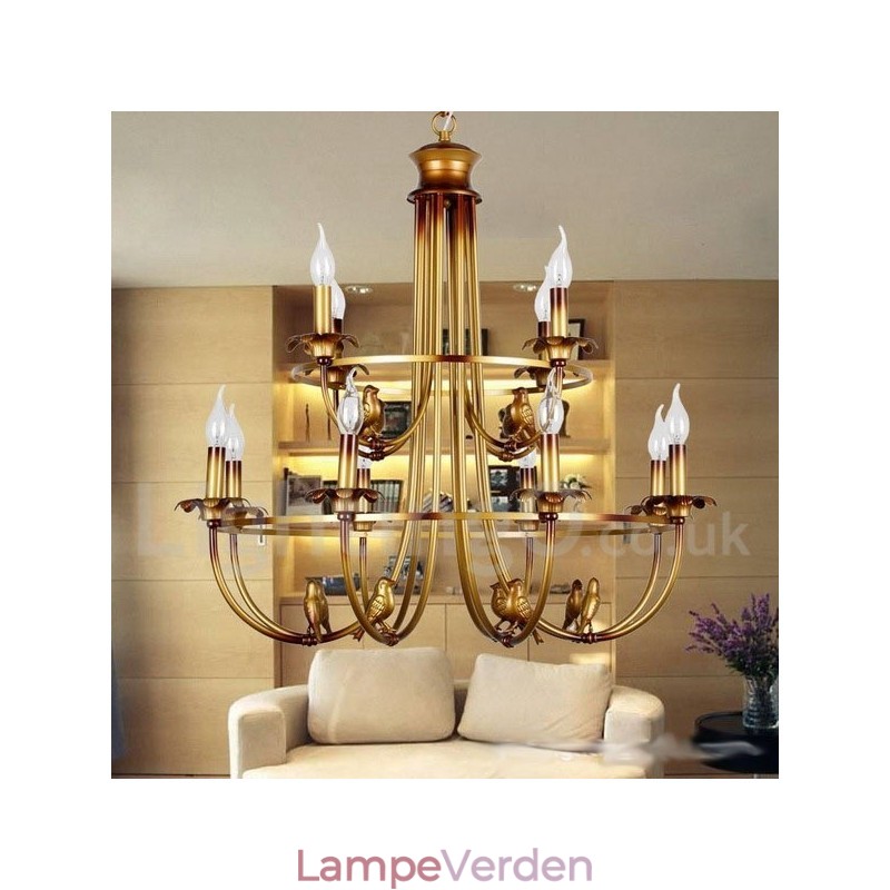 12 Light Retro Candle Style lysekrone