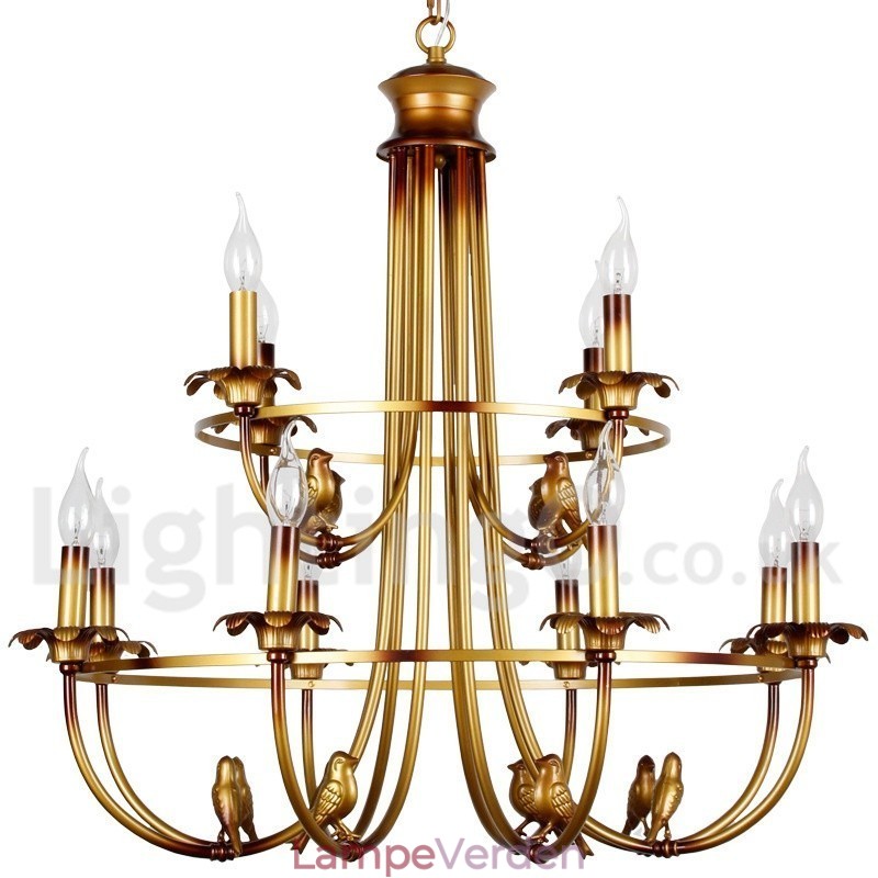 12 Light Retro Candle Style lysekrone