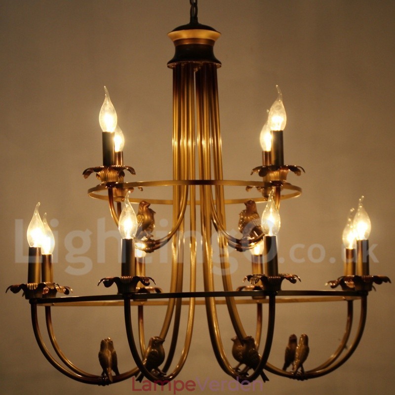 12 Light Retro Candle Style lysekrone